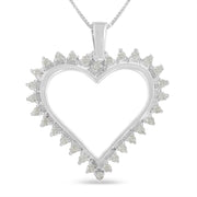 Bids.com .925 Sterling Silver 1/4 cttw 3-Prong Diamond Open Heart 18" Pendant Necklace (I-J Color, I3 Clarity) Necklaces