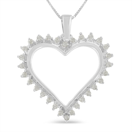 Bids.com .925 Sterling Silver 1/4 cttw 3-Prong Diamond Open Heart 18" Pendant Necklace (I-J Color, I3 Clarity) Necklaces
