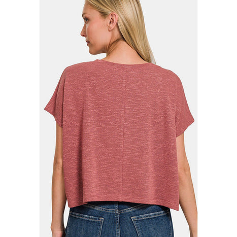 Zenana V-Neck Short Sleeve Crop T-Shirt