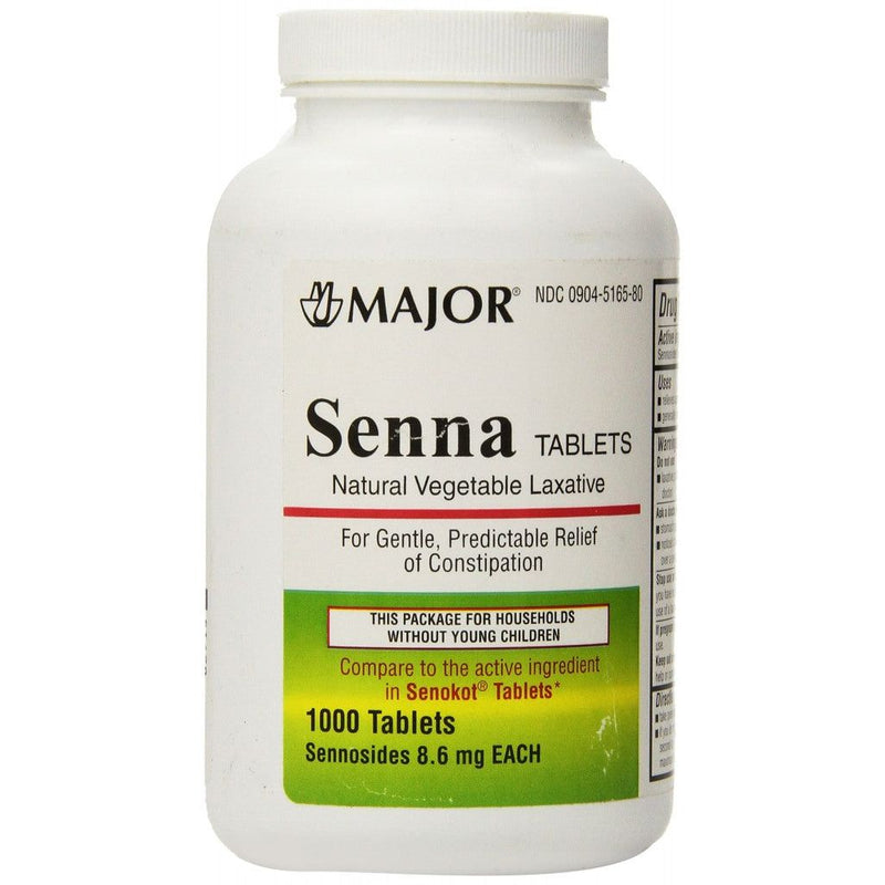 Major Major Senna 8.6 Mg Natural Vegetable Laxativ 1000 Tablets Generic For Senekot By PHARMACEUTICALS Health Care Light Gray