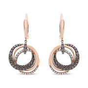 Bids.com 14K Rose Gold 1.00 Cttw White and Brown Diamond Intertwining Hoops and Circle Dangle Earrings (H-I/Brown Color, SI1-SI2 Clarity) Earrings