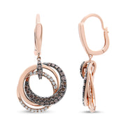 Bids.com 14K Rose Gold 1.00 Cttw White and Brown Diamond Intertwining Hoops and Circle Dangle Earrings (H-I/Brown Color, SI1-SI2 Clarity) Earrings