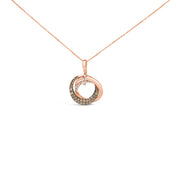Bids.com 14K Rose Gold 3/4 Cttw Brown and White Diamond Interlocking Circle Hoop 18" Inch Pendant Necklace (G-H Color, SI2-I1 Clarity) Necklaces