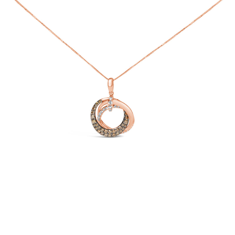 Bids.com 14K Rose Gold 3/4 Cttw Brown and White Diamond Interlocking Circle Hoop 18" Inch Pendant Necklace (G-H Color, SI2-I1 Clarity) Necklaces