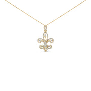 Bids.com 14K Yellow Gold 1.00 Cttw Round Diamond Fleur De Lis 18" Pendant Necklace (H-I Color, SI2-I1 Clarity) Necklaces
