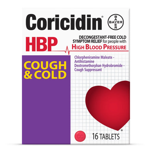 Coricidin Coricidin HBP Cough & Cold Symptom Relief Tablets Health & Beauty