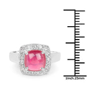 Bids.com 3.31 Carat Glass Filled Ruby and White Topaz .925 Sterling Silver Ring Rings
