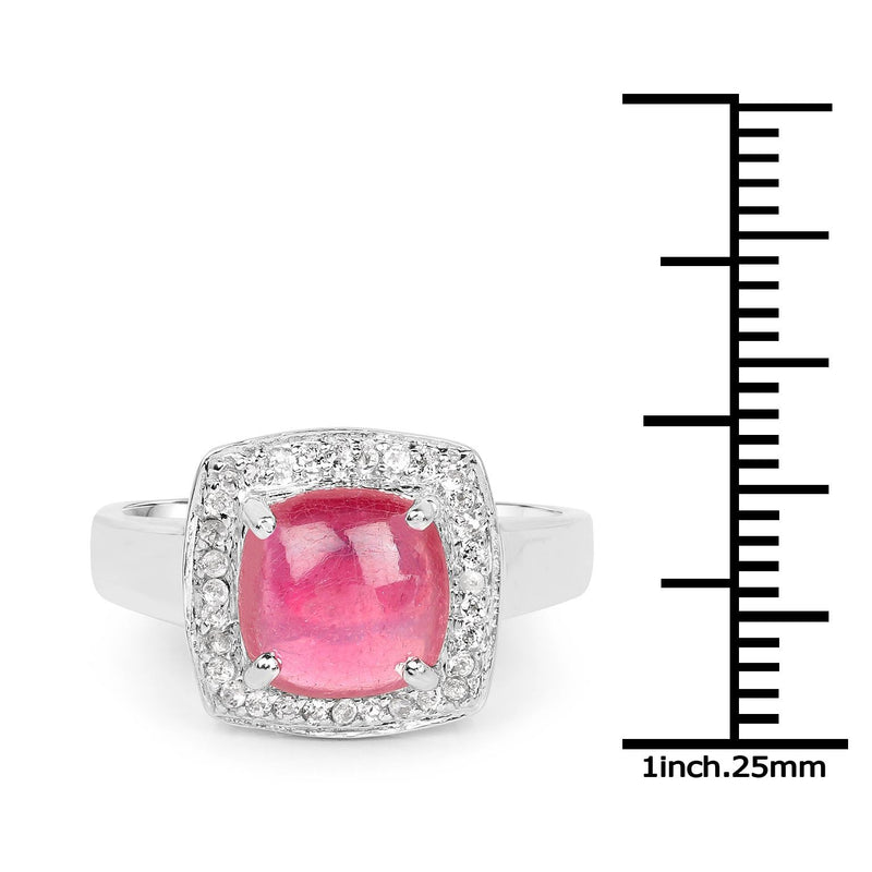 Bids.com 3.31 Carat Glass Filled Ruby and White Topaz .925 Sterling Silver Ring Rings