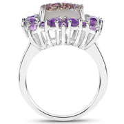 Bids.com 5.97 Carat Genuine Drusy Quartz and Amethyst .925 Sterling Silver Ring Rings