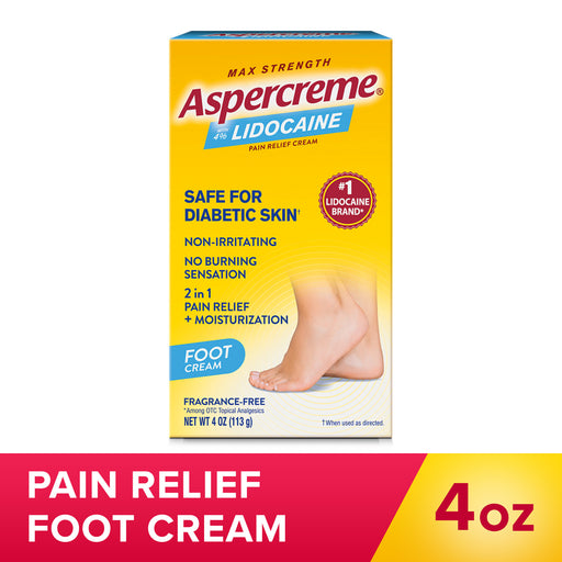 Aspercreme Aspercreme Pain Relief Foot Cream With 4% Lidocaine, Max Strength, Fr Foot Care