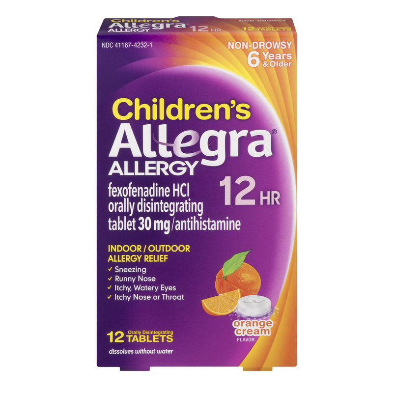 Allegra Allegra Tablets 12 Hr Non-Drowsy Indoor/Outdoor Children's Orange Cream Flavor Allergy Relief Personal Care