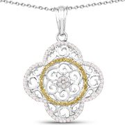 Bids.com 0.57 Carat Genuine White Diamond and Yellow Diamond .925 Sterling Silver Pendant Pendants