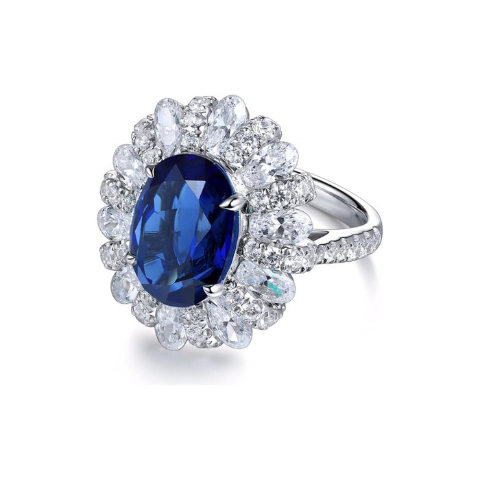 5 Carat Lab-Grown Sapphire Flower Shape Ring