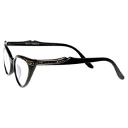 zeroUV Vintage 1950s Fashion Clear Lens Glasses Rhinestones 8434 Glasses