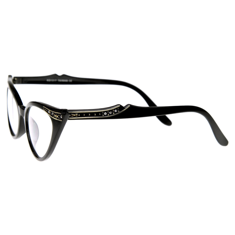 zeroUV Vintage 1950s Fashion Clear Lens Glasses Rhinestones 8434 Glasses