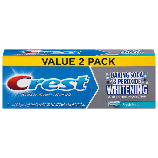 Crest Crest Baking Soda & Peroxide Whitening Fluoride Anticavity Fresh Mint Toothpaste Value 2 Pack Toothpaste