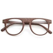 zeroUV Artistic Wood Print Indie Key Hole Flat Top Round Clear Lens Glasses 9152 Glasses
