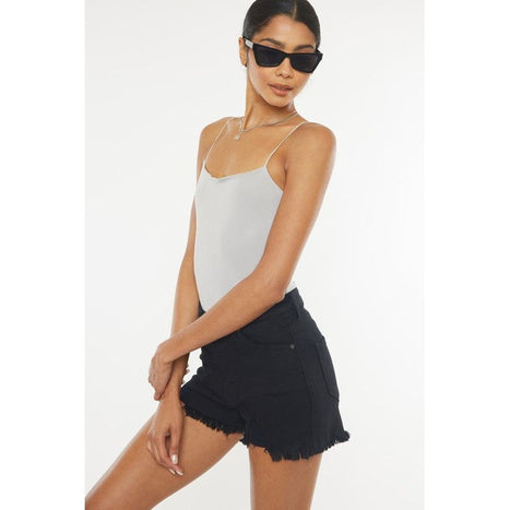 High Rise Black Denim Shorts