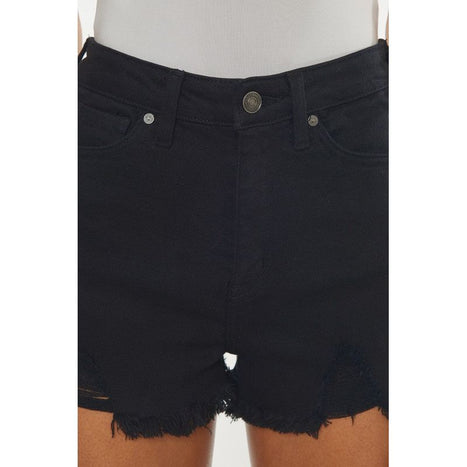 High Rise Black Denim Shorts