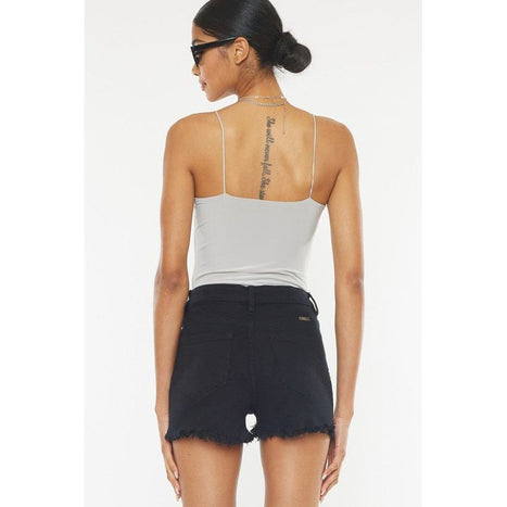 High Rise Black Denim Shorts