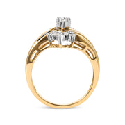 Bids.com 10K Two-Toned 1/2 Cttw Round And Baguette-Cut Composite Pear Head Diamond Ring (H-I Color, I2-I3 Clarity) - Ring Size 7 Rings