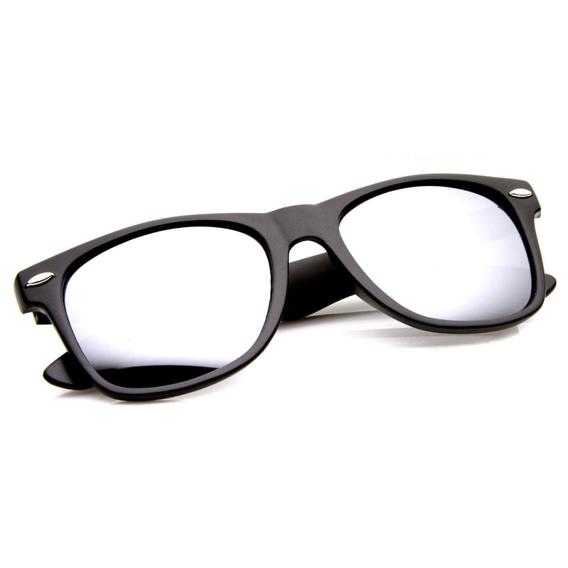 zeroUV Retro Matte Black Horned Rim Flash Colored Lens Sunglasses 58mm 8025 Sunglasses
