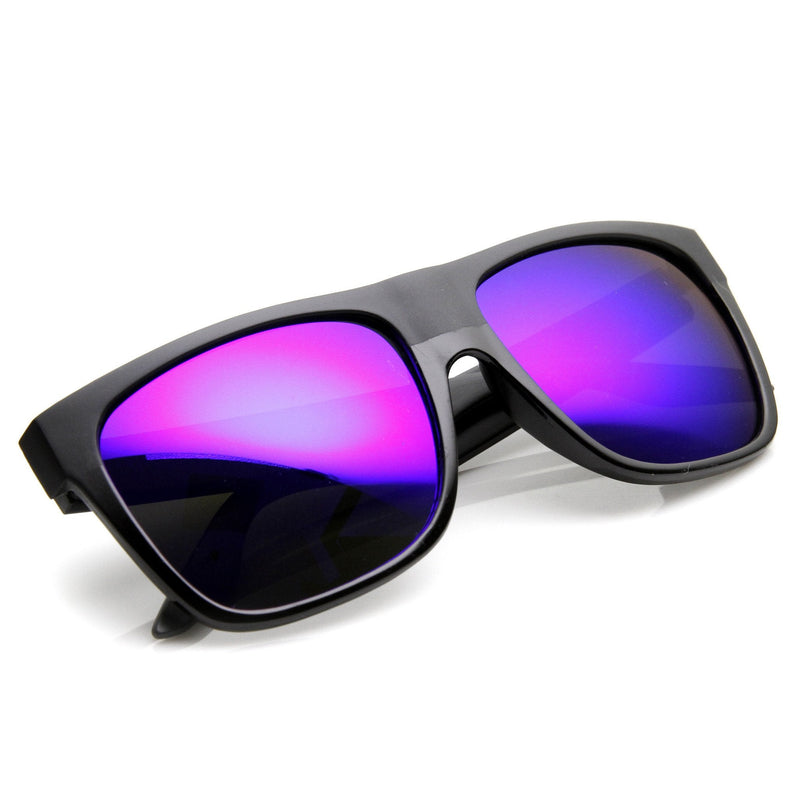 zeroUV Frosted Retro Flat Top Candy Color Mirrored Lens Sunglasses 8610 Sunglasses