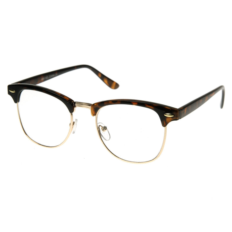 zeroUV Vintage Inspired Classic Horned Rim Half Frame Clear Lens Glasses 2933 Glasses