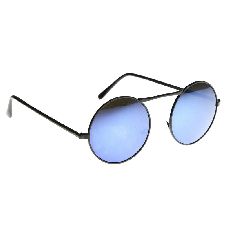zeroUV Large Retro Round Steampunk Mirrored Lens Sunglasses 8759 Sunglasses