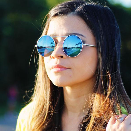 zeroUV Large Retro Round Steampunk Mirrored Lens Sunglasses 8759 Sunglasses