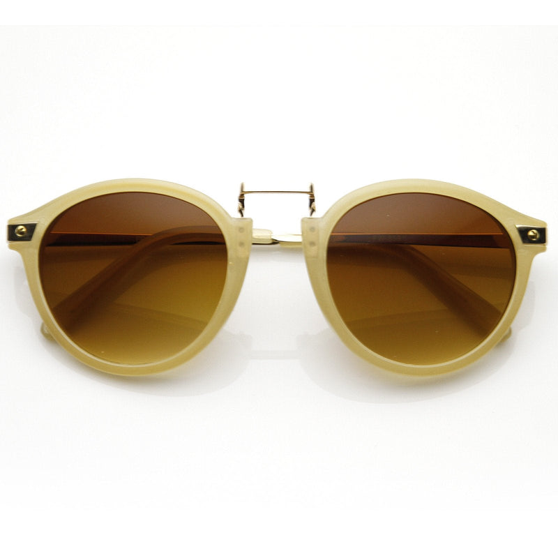 zeroUV Vintage Steampunk Inspired Round Horned Rim Frame Sunglasses 8591 Sunglasses