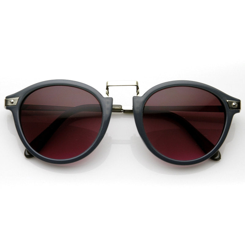 zeroUV Vintage Steampunk Inspired Round Horned Rim Frame Sunglasses 8591 Sunglasses