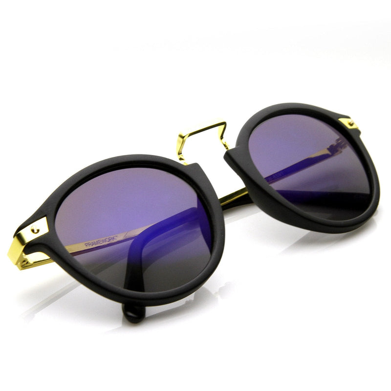 zeroUV Vintage Steampunk Inspired Round Horned Rim Frame Sunglasses 8591 Sunglasses