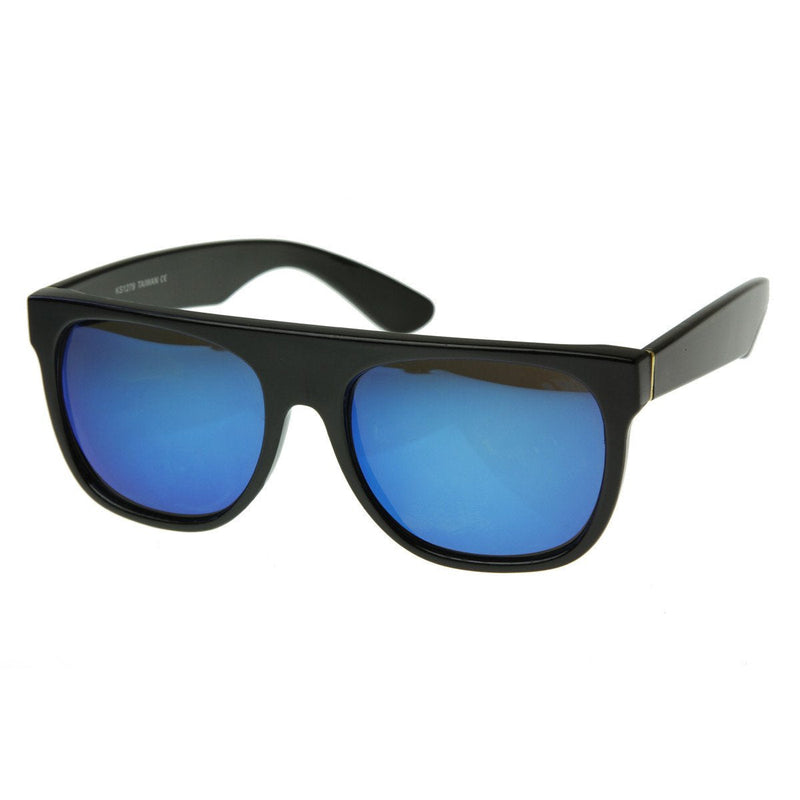 zeroUV Retro Super Flat Top Flash Mirrored Lens Sunglasses 8090 Sunglasses