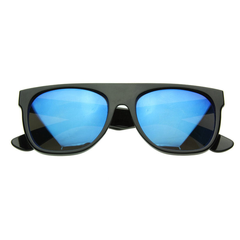 zeroUV Retro Super Flat Top Flash Mirrored Lens Sunglasses 8090 Sunglasses