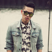 zeroUV Retro Super Flat Top Flash Mirrored Lens Sunglasses 8090 Sunglasses