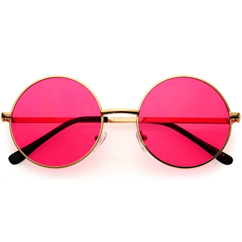 zeroUV Retro Hippie Round Color Tone Metal Sunglasses 9892 Sunglasses