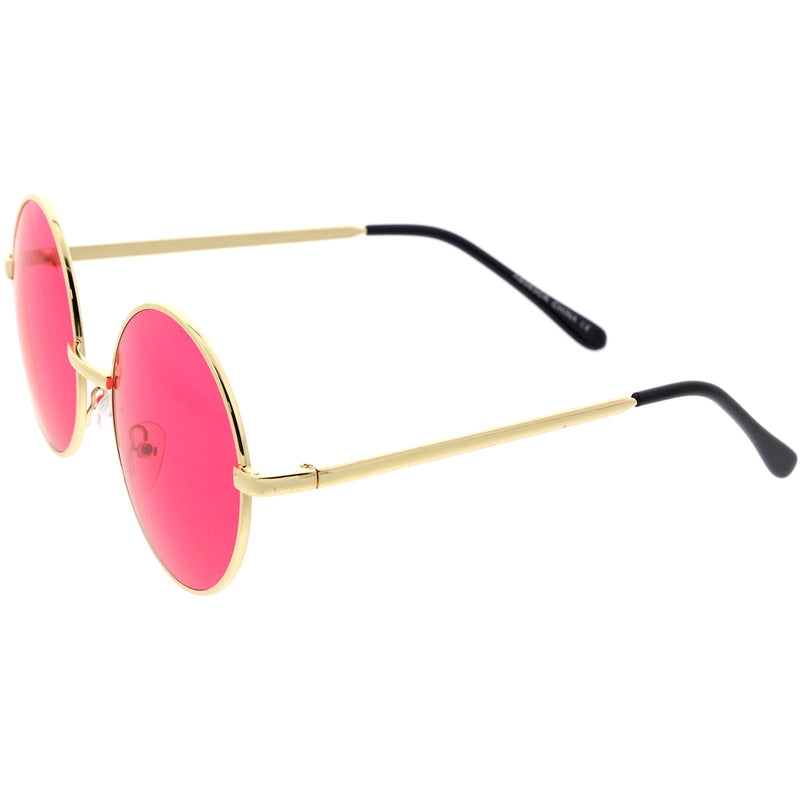 zeroUV Retro Hippie Round Color Tone Metal Sunglasses 9892 Sunglasses