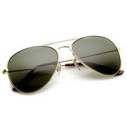zeroUV Limited Dead Stock Glass Lens Classic Metal Military Aviator Sunglasses 1042 Sunglasses
