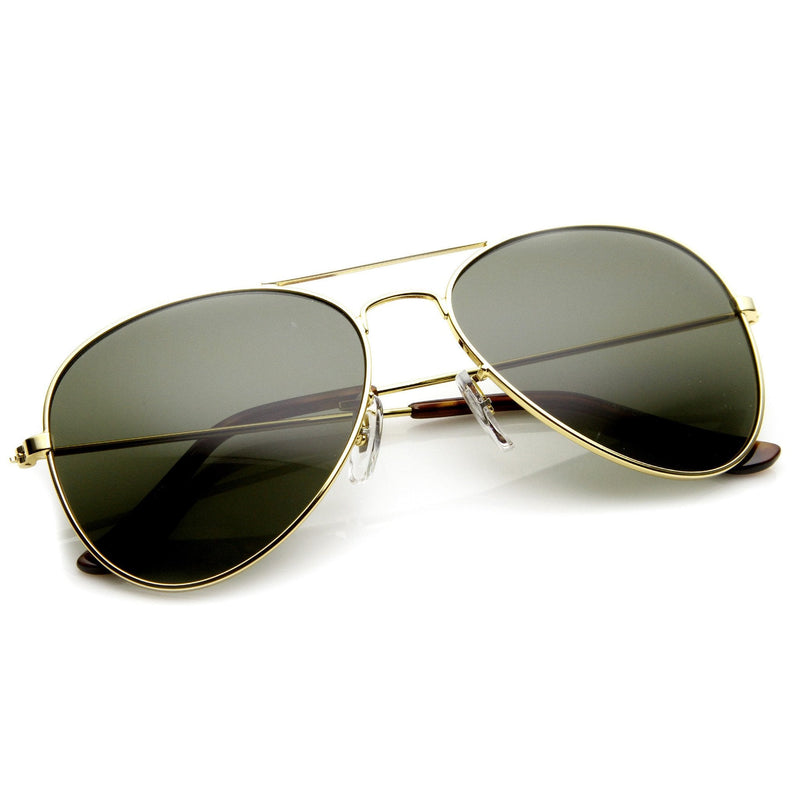 zeroUV Limited Dead Stock Glass Lens Classic Metal Military Aviator Sunglasses 1042 Sunglasses