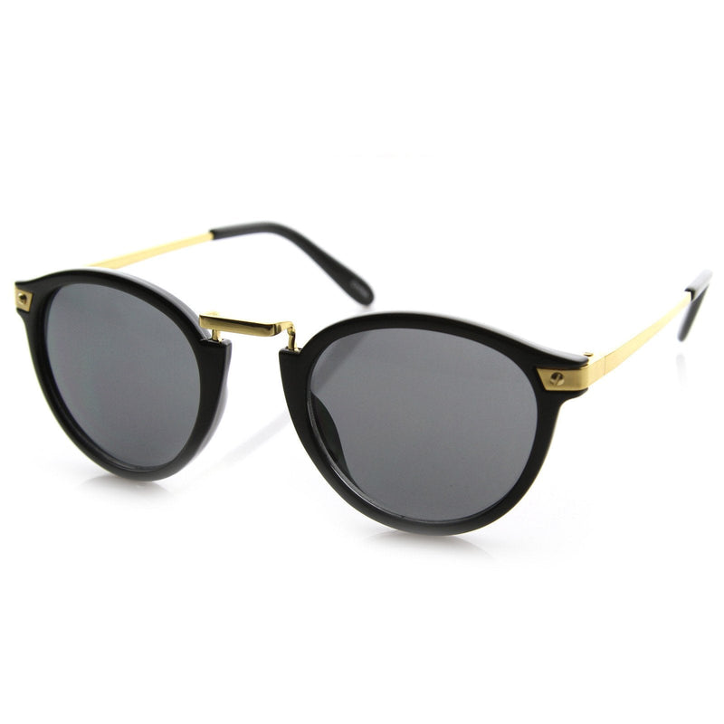 zeroUV Vintage Steampunk Inspired Round Horned Rim Frame Sunglasses 8591 Sunglasses