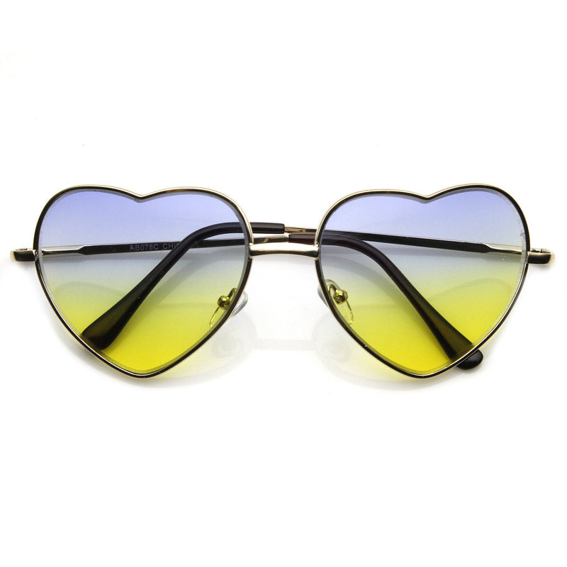 zeroUV Cute Metal Heart Shape Rainbow Color Lens Sunglasses 9205 Sunglasses