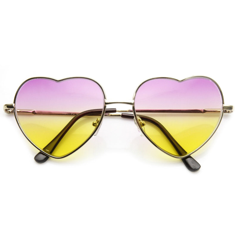 zeroUV Cute Metal Heart Shape Rainbow Color Lens Sunglasses 9205 Sunglasses