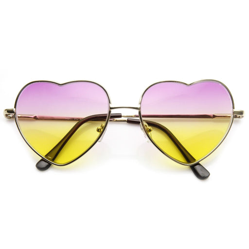 zeroUV Cute Metal Heart Shape Rainbow Color Lens Sunglasses 9205 Sunglasses
