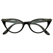 zeroUV Vintage 1950s Fashion Clear Lens Glasses Rhinestones 8434 Glasses