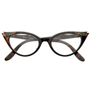 zeroUV Vintage 1950s Fashion Clear Lens Glasses Rhinestones 8434 Glasses