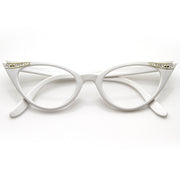zeroUV Vintage 1950s Fashion Clear Lens Glasses Rhinestones 8434 Glasses