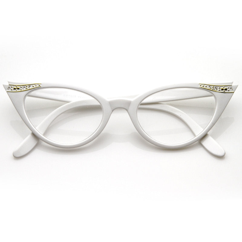 zeroUV Vintage 1950s Fashion Clear Lens Glasses Rhinestones 8434 Glasses