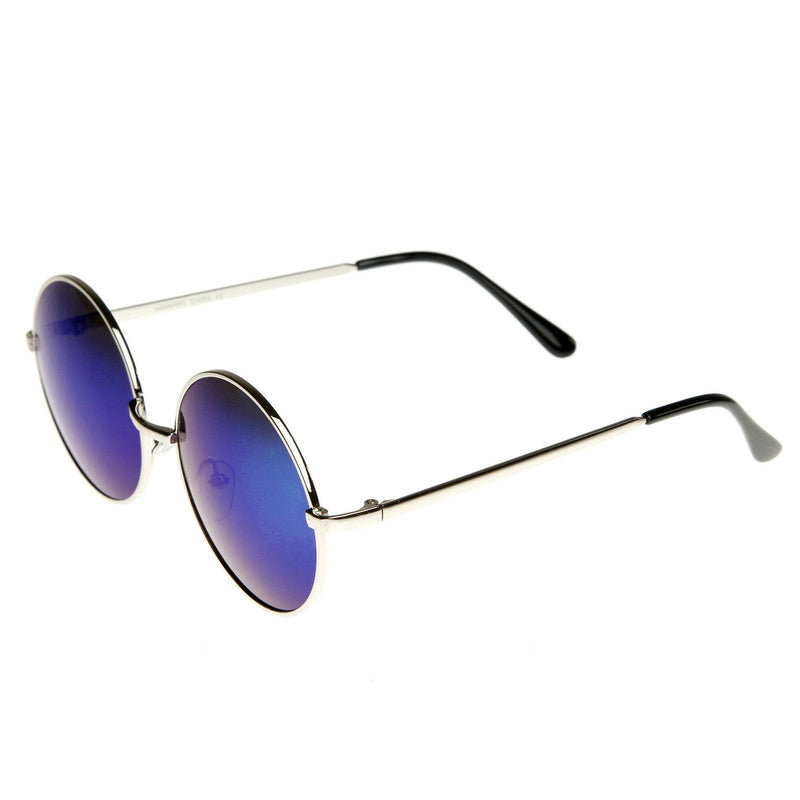 zeroUV Retro Flash Color Mirror Lens Round Metal Sunglasses 9203 Sunglasses