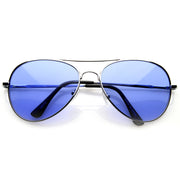 zeroUV Retro Metal Color Tinted Lens Aviator Sunglasses 8405 59mm Sunglasses